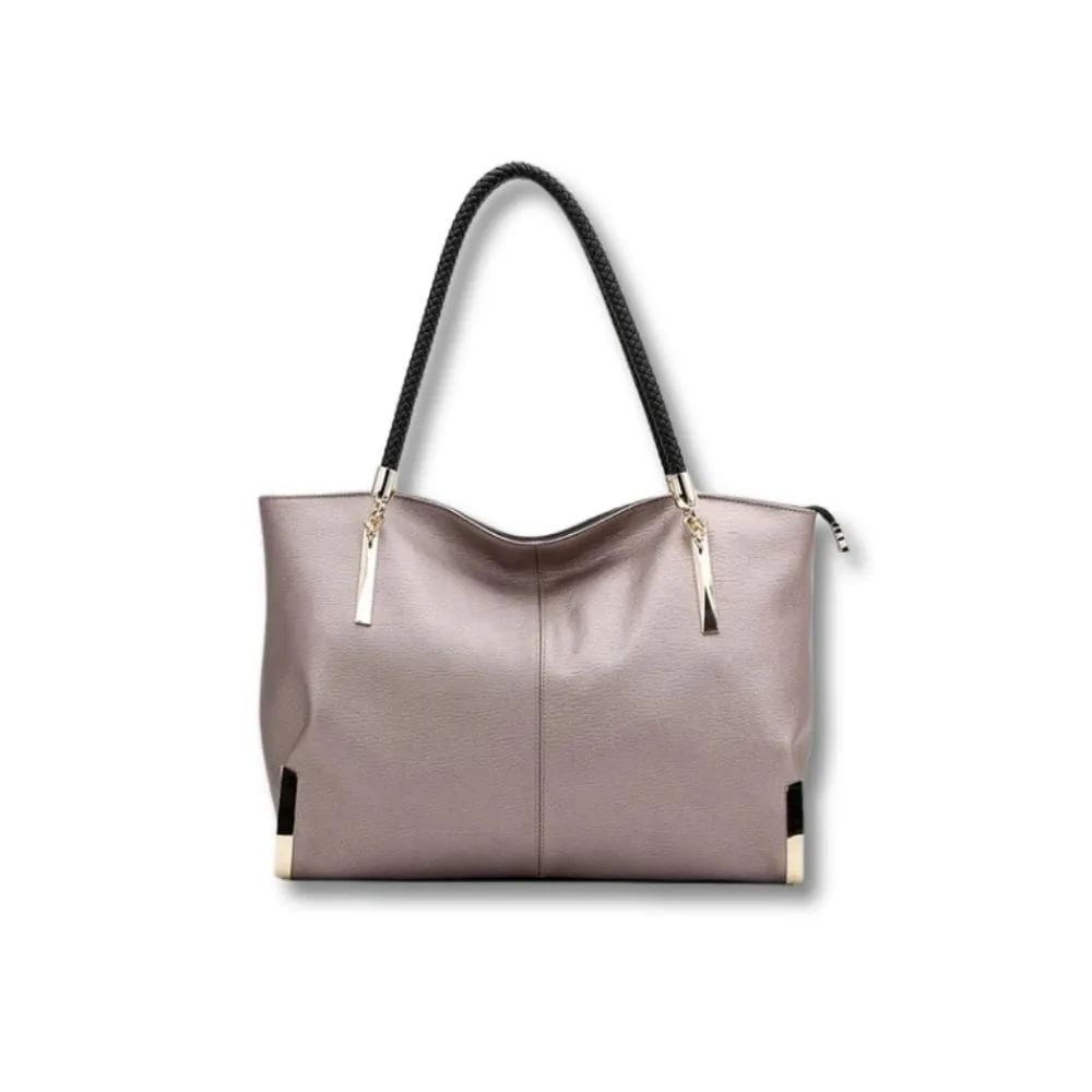 Maison Sacoches Aurore sac à main cuir noir anses tressées