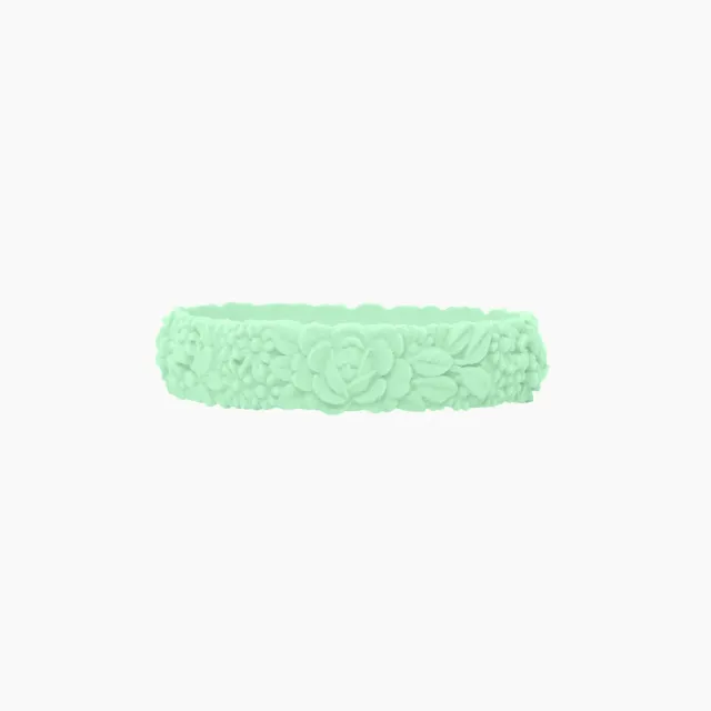 O Bag O Bracelet Flower Slim bracelet silicone vert blanc M