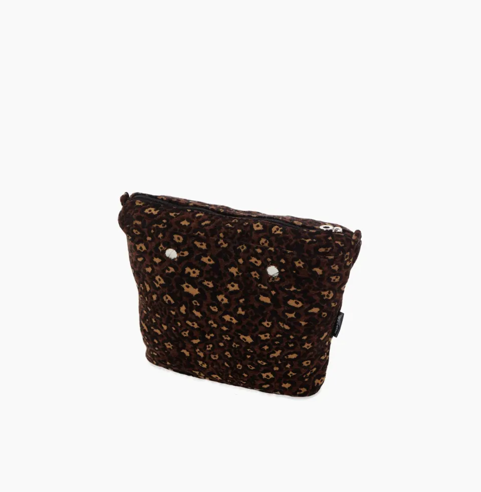 O bag mini sac intérieur zip jacquard léopard noir