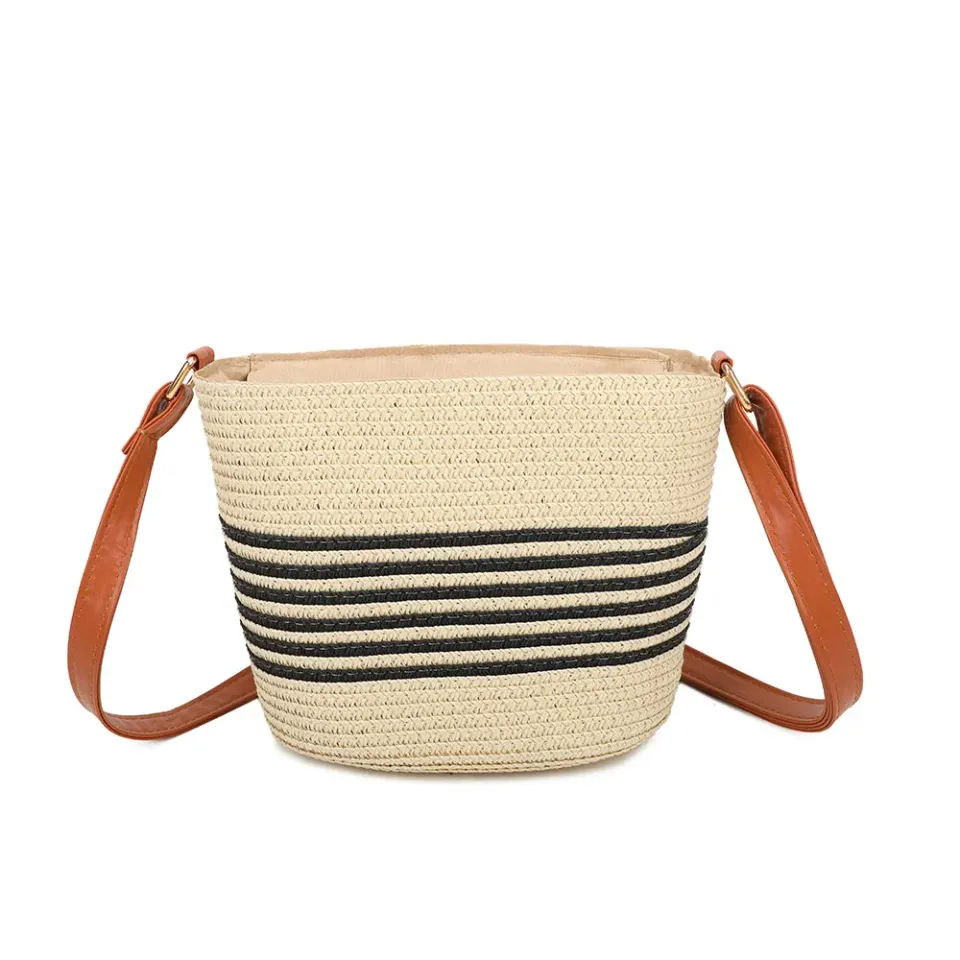 Gallantry Paris Solea bandoulière beige-noir paille
