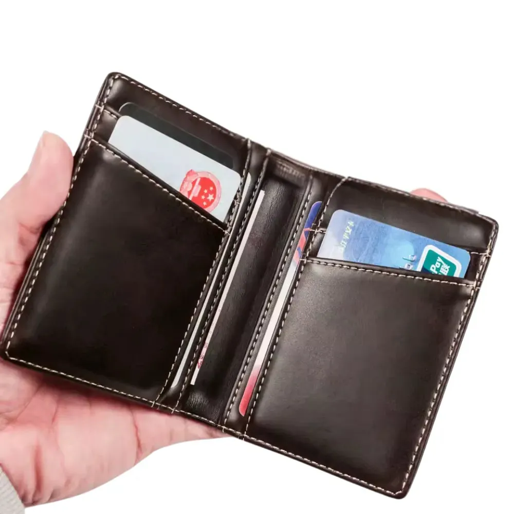 Mon Sacoche Porte-Cartes Cuir Café 8 Compartiments