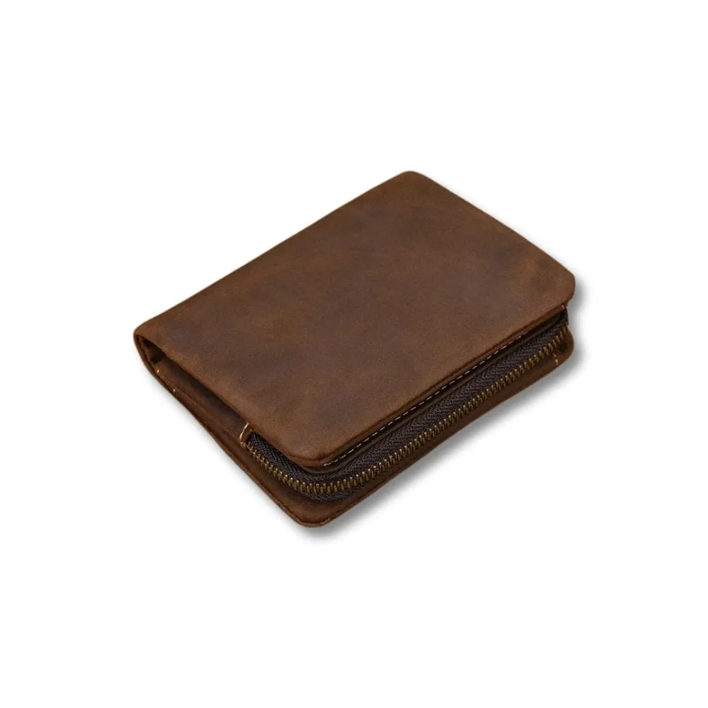 Maison Sacoches Boren porte-monnaie cuir vintage Café compact
