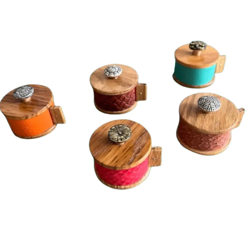 Hexagone Cuir Mètre Ruban cuir bois orange 4,5 cm