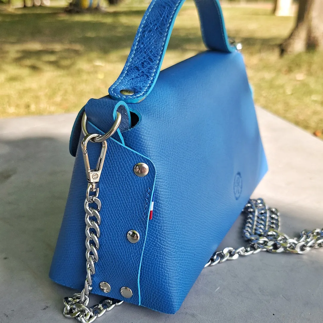 Atelier Anne R Capucine sac bandoulière cuir bleu Epsom