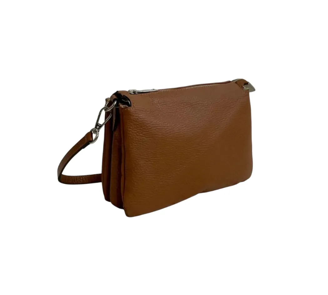Hexagone Cuir Tribasic sac bandoulière cuir cognac