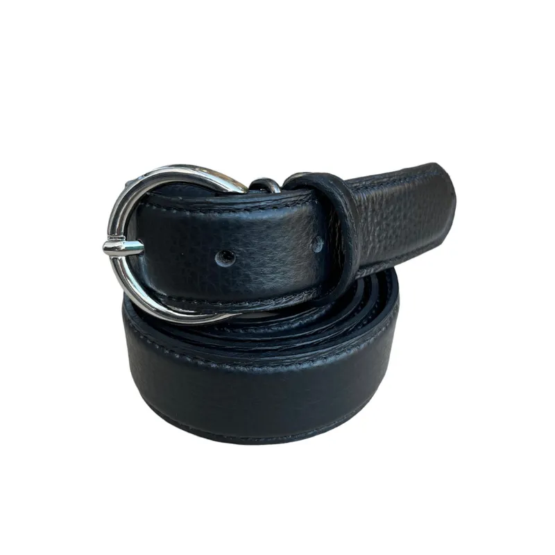 Hexagone Cuir Grainée ceinture cuir Noir 90 cm