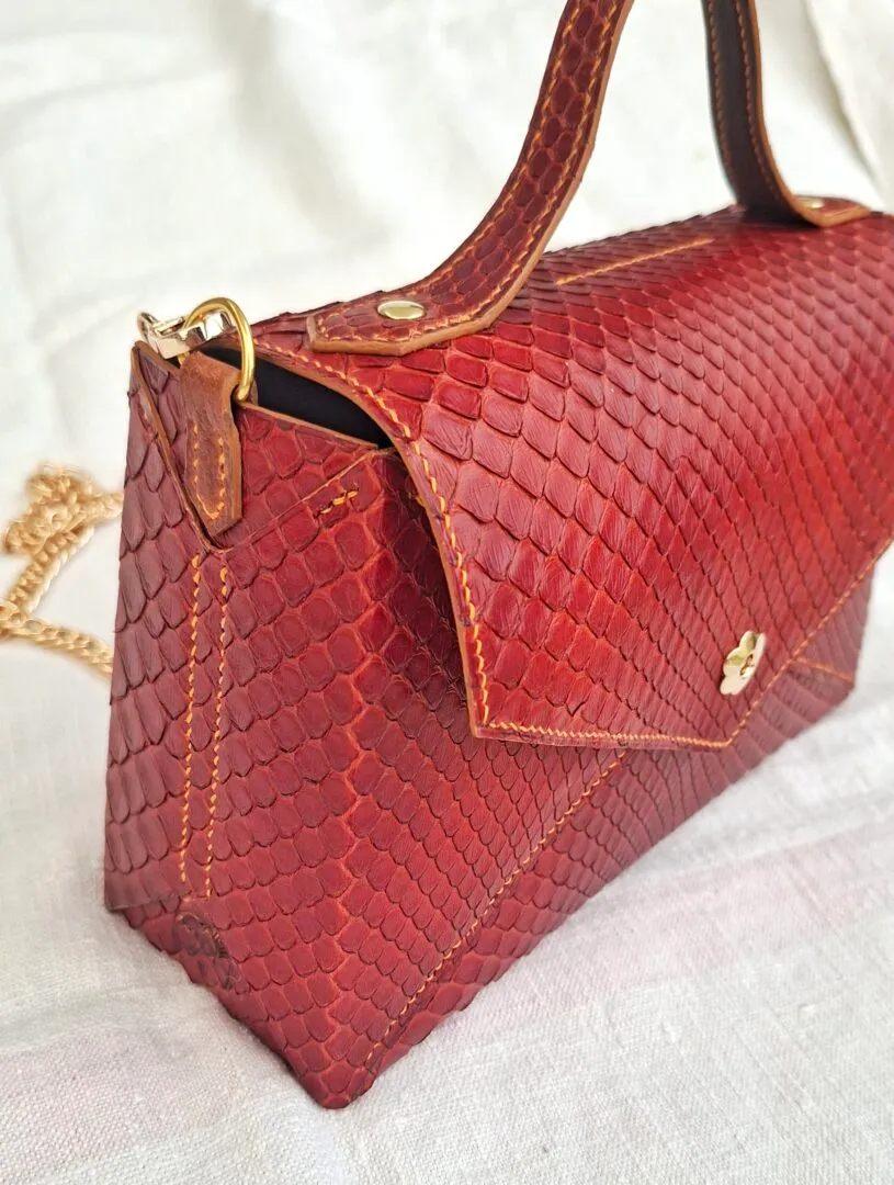 Atelier Anne R python acajou sac à main cuir exotique