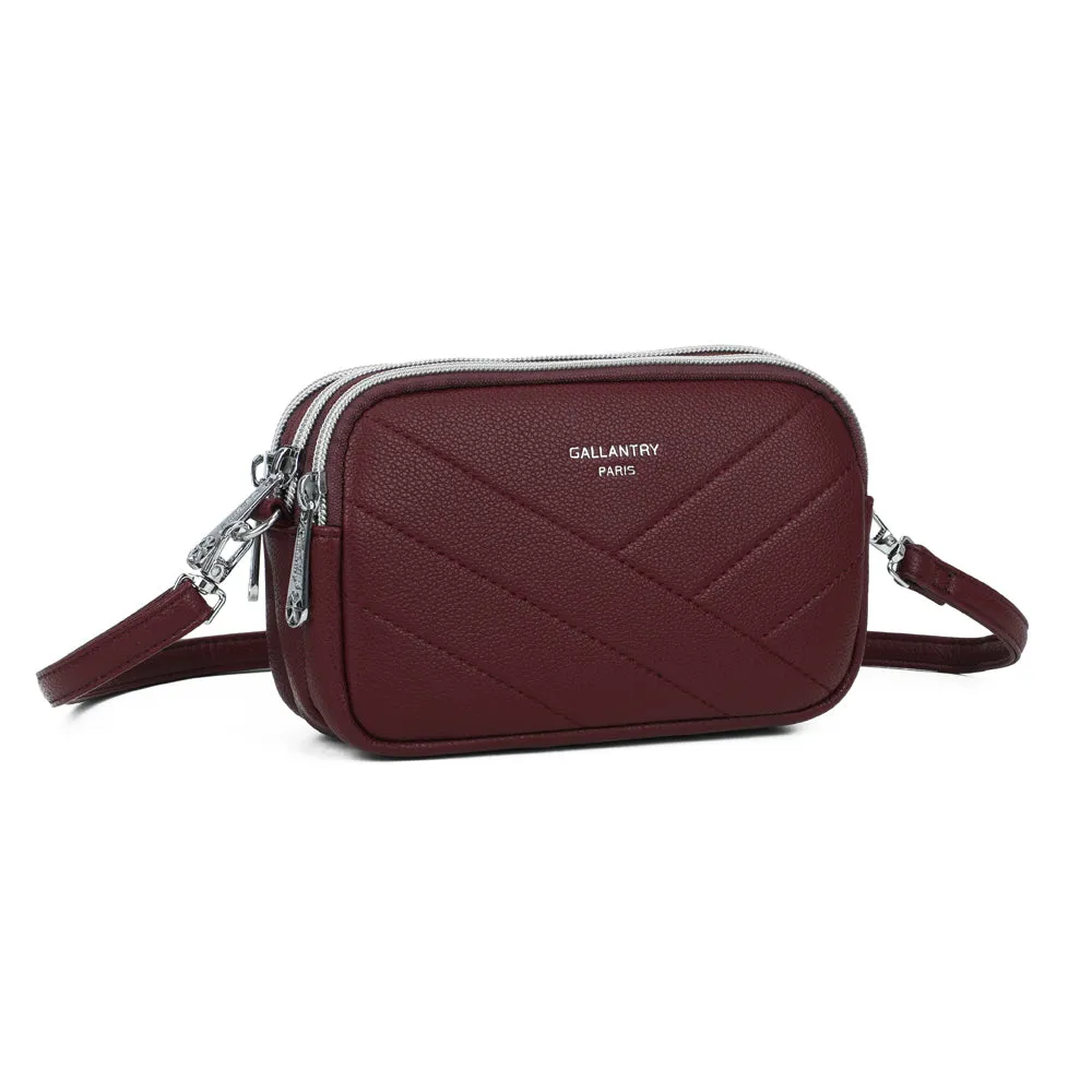 Gallantry Paris La Nox sac bandoulière bordeaux 3 zips