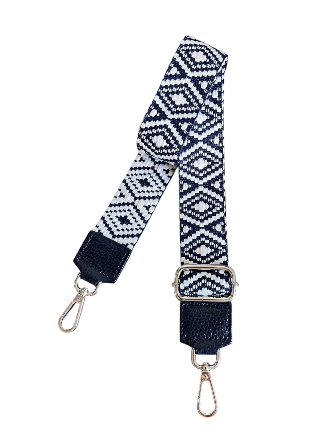 Hexagone Cuir Ikat anse bandoulière noir taupe