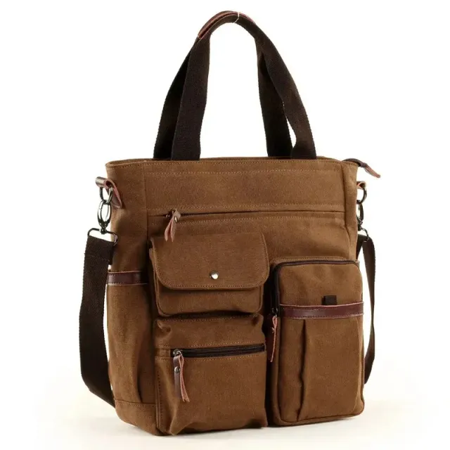 Mon Sacoche Messager Toile sacoche homme marron poches