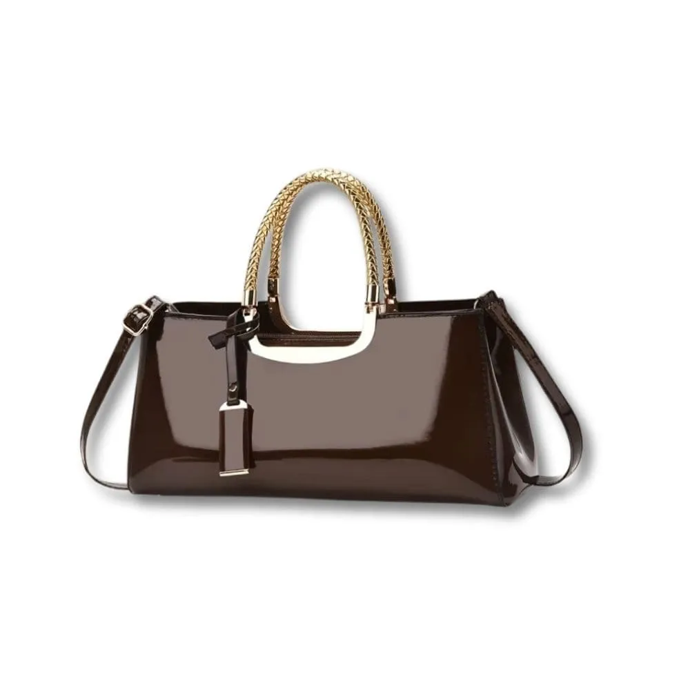 Maison Sacoches Ysée sac à main cuir brillant Noir chic