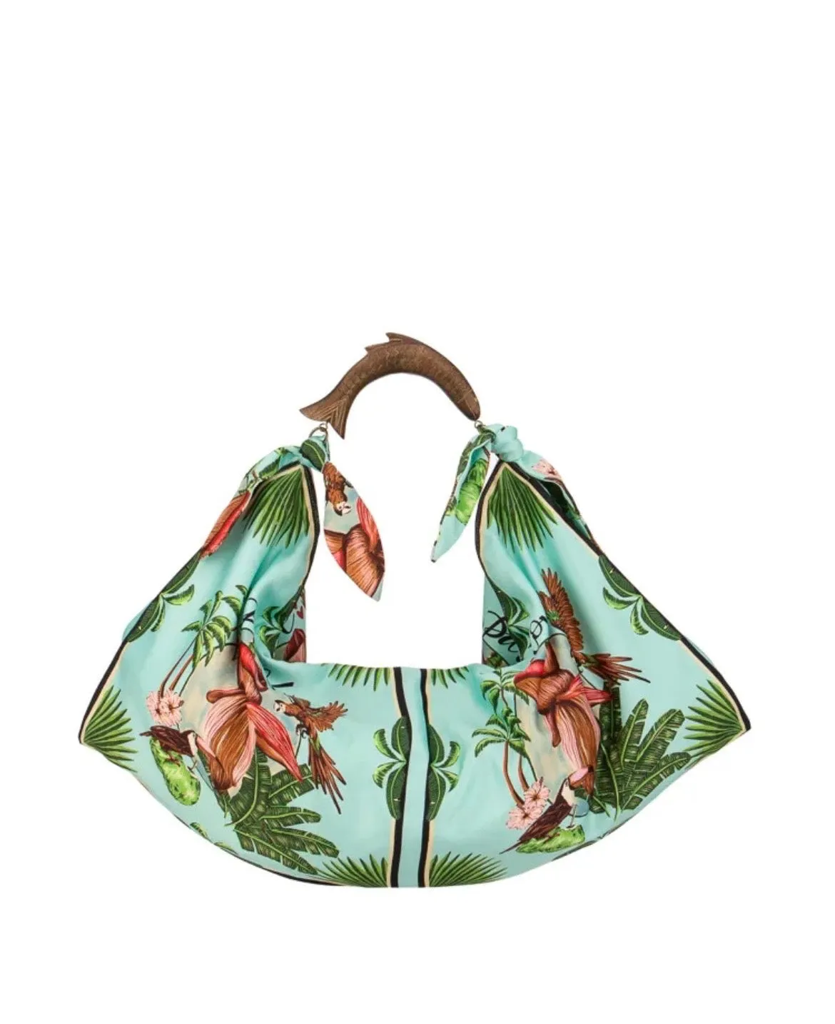 Hexagone Cuir Sac foulard XL sac textile corail tropical