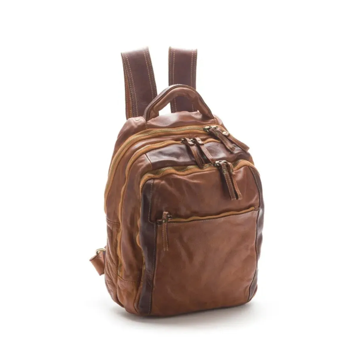 Hexagone Cuir Sad Casiers sac à dos cuir kaki PC