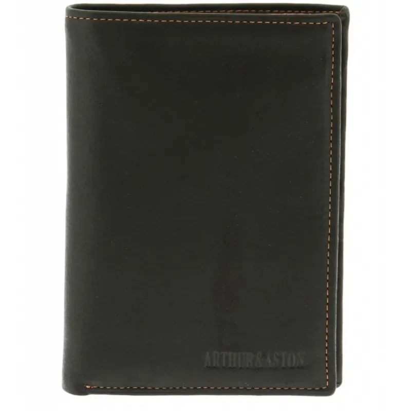 Hexagone Cuir AA Classique portefeuille cuir Marron fil orange