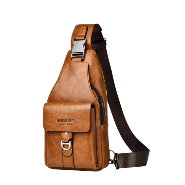 Mon Sacoche Sac de Poitrine Cuir homme café