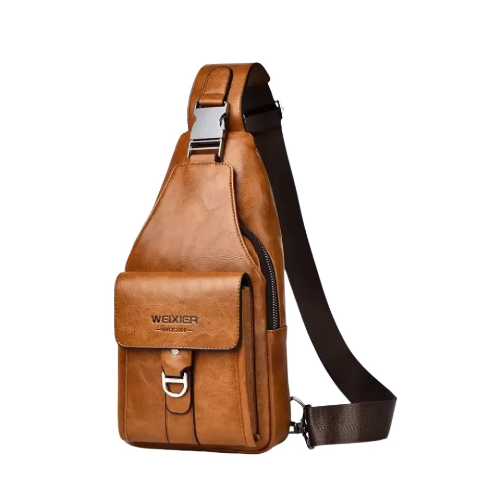 Mon Sacoche Sac de Poitrine Cuir homme café