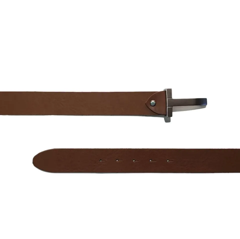 Hexagone Cuir T ceinture cuir Noir 85 cm boucle argent