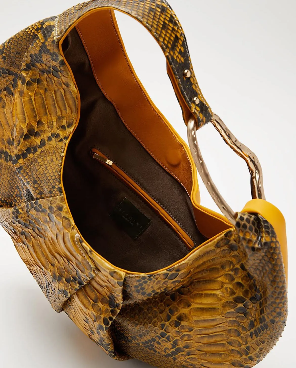 Hexagone Cuir Brad Python sac femme vert cuir véritable