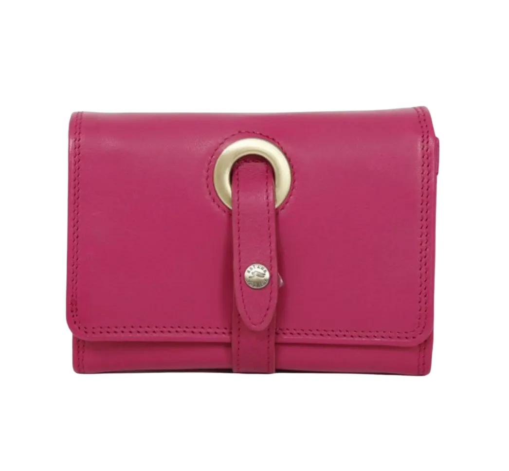 Hexagone Cuir Petit Oeillet portefeuille cuir cognac