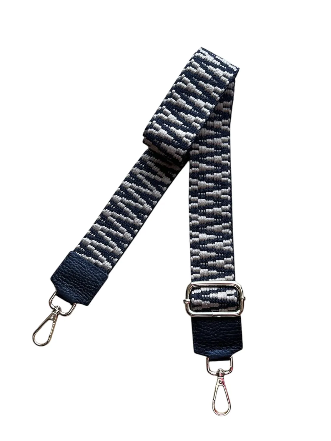 Hexagone Cuir Ikat anse bandoulière noir taupe