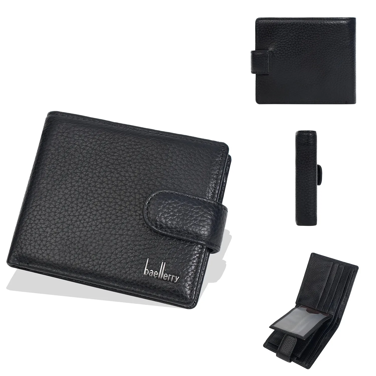 Mon Sacoche Portefeuille Cuir Grainé Classique Noir