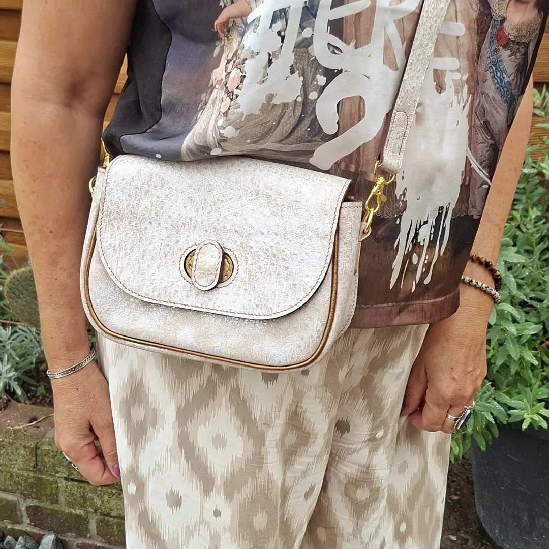 Atelier Anne R Opale sac cuir blanc argenté métallisé