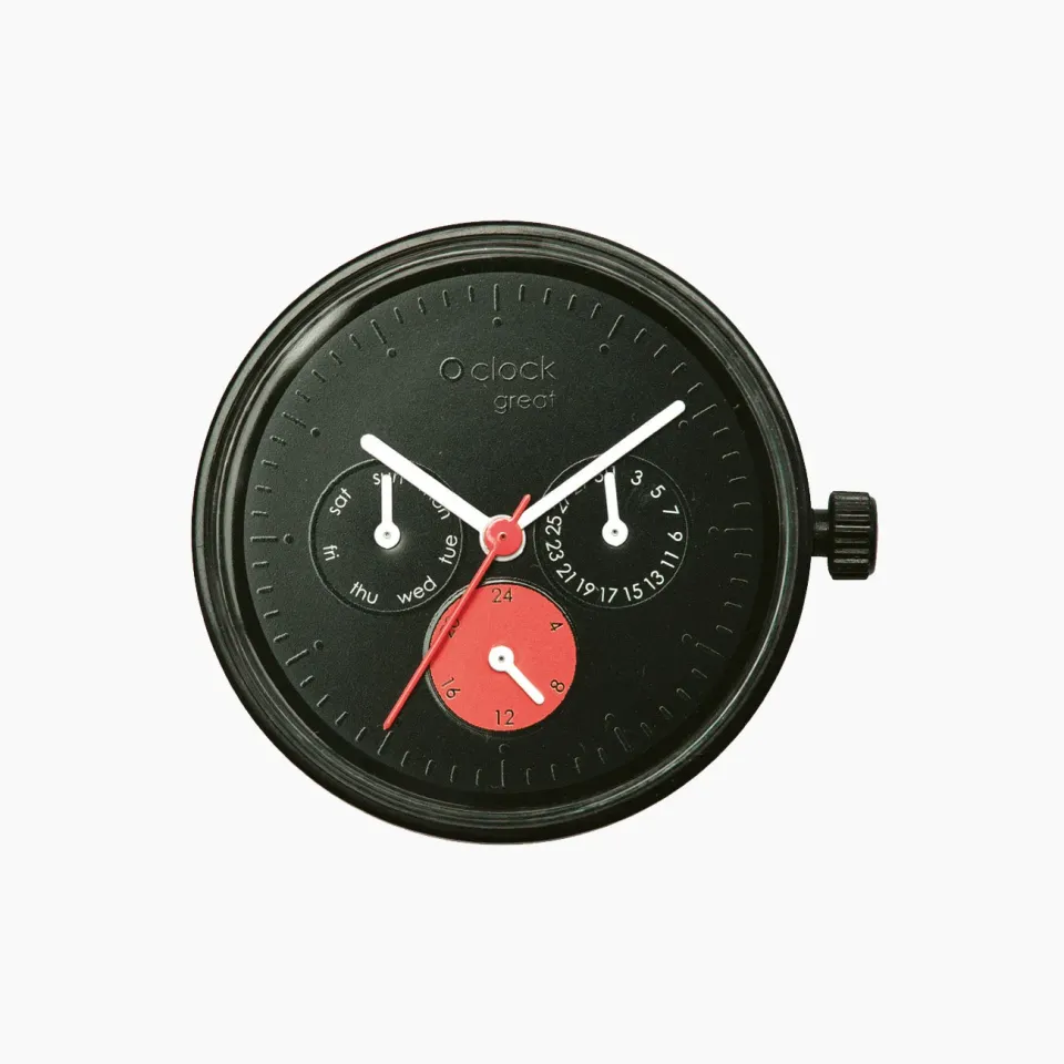 O bag O clock Great Date mécanisme montre noir rouge blanc 3 ATM