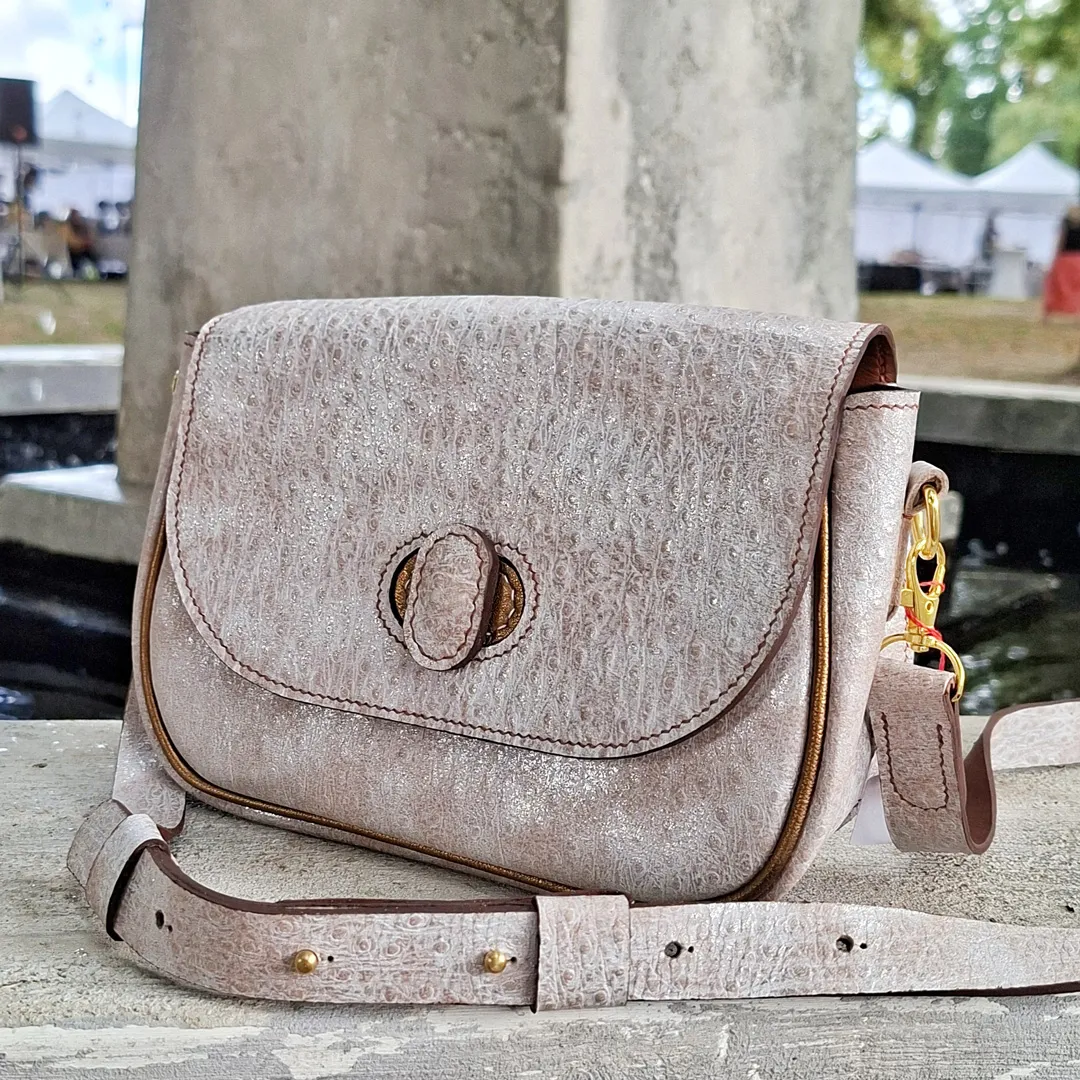 Atelier Anne R Opale sac cuir blanc argenté métallisé