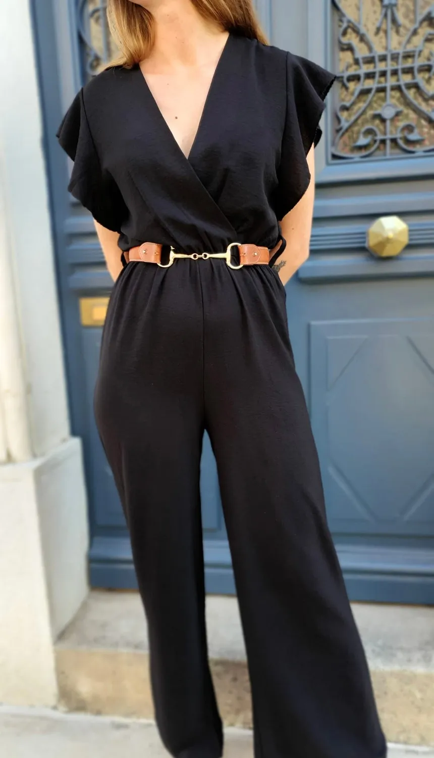 Hexagone Cuir Equestre ceinture cuir Noir surpiquée 3 cm