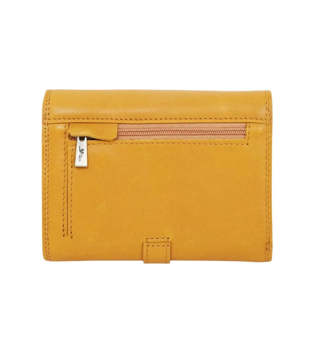 Hexagone Cuir Petit Oeillet portefeuille cuir cognac