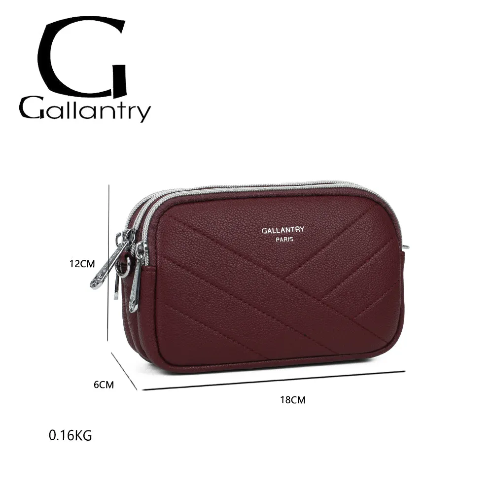 Gallantry Paris La Nox sac bandoulière bordeaux 3 zips