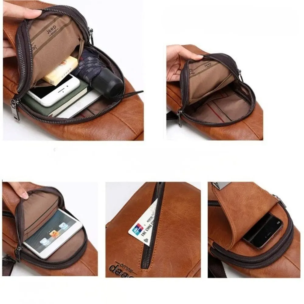 Jeep Buluo sacoche cuir homme marron bandoulière