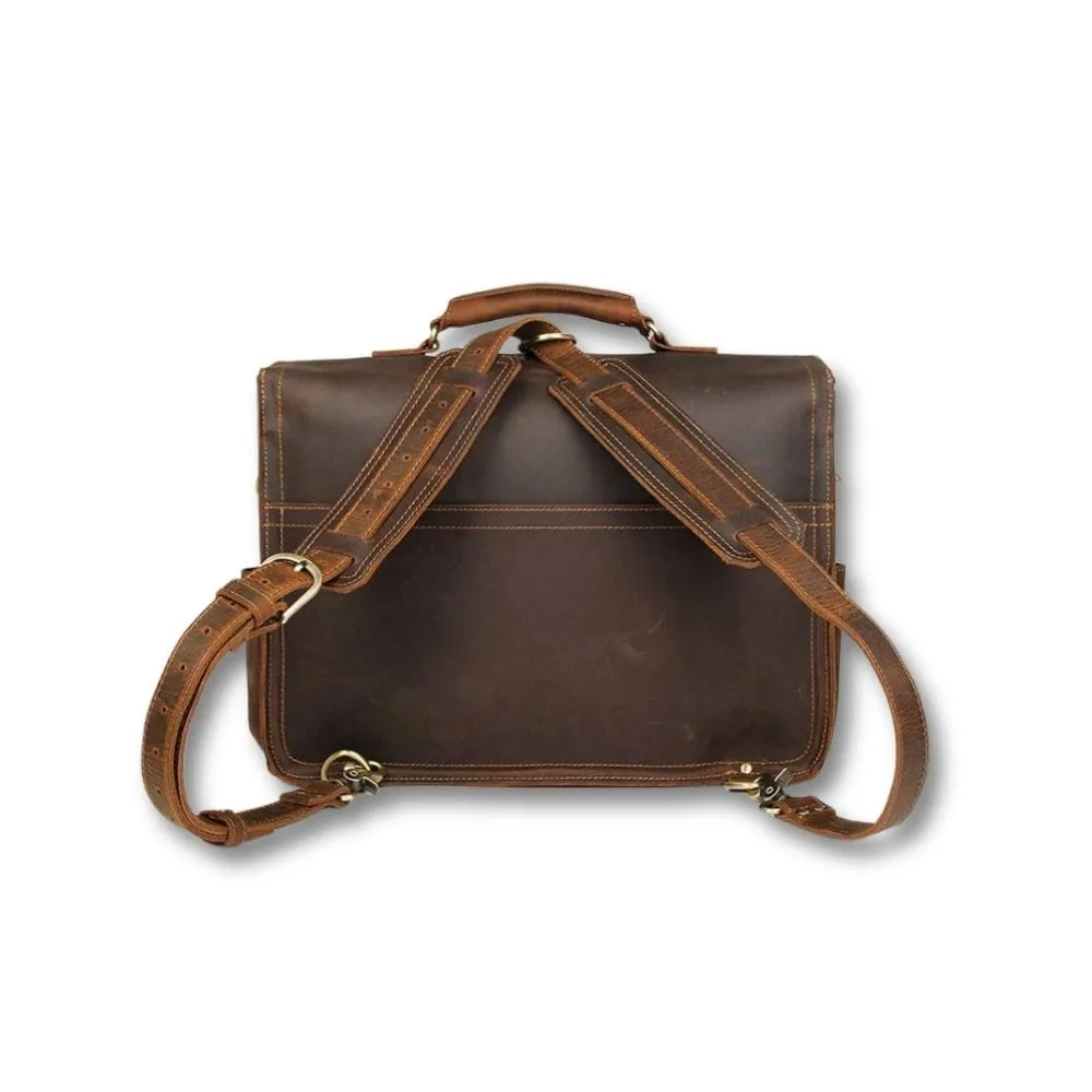 Maison Sacoches Wynor cartable homme cuir marron 15 pouces