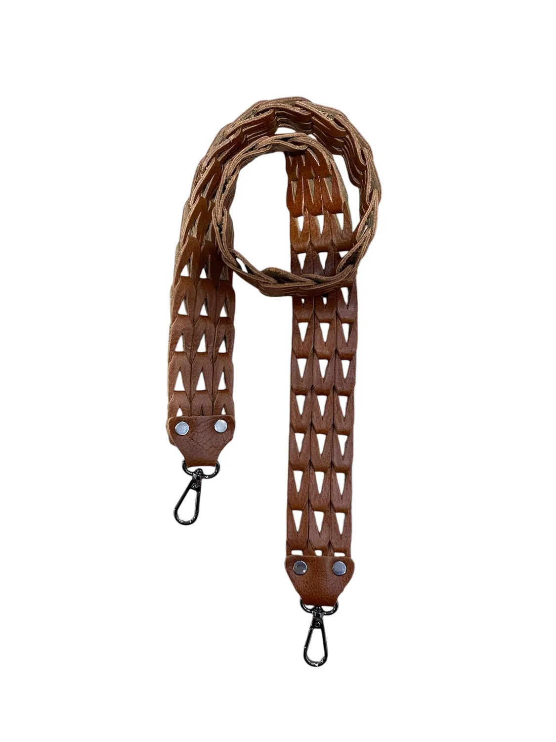 Hexagone Cuir Anse Entrelas anse cuir chocolat 1 m