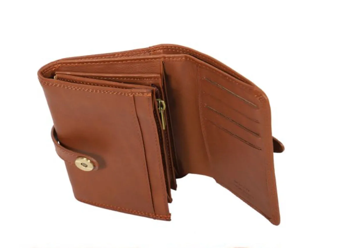Hexagone Cuir Petit Oeillet portefeuille cuir cognac