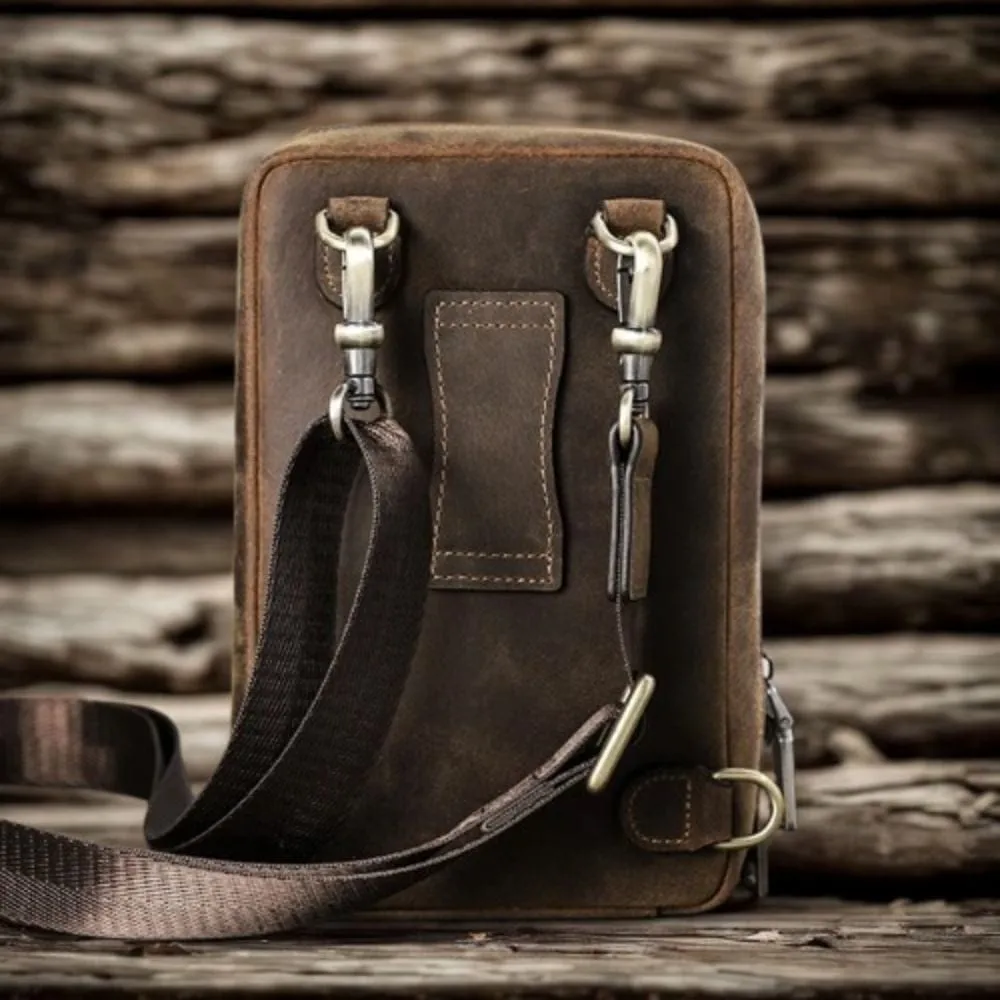 Maison Sacoches Erynd petite sacoche homme café cuir