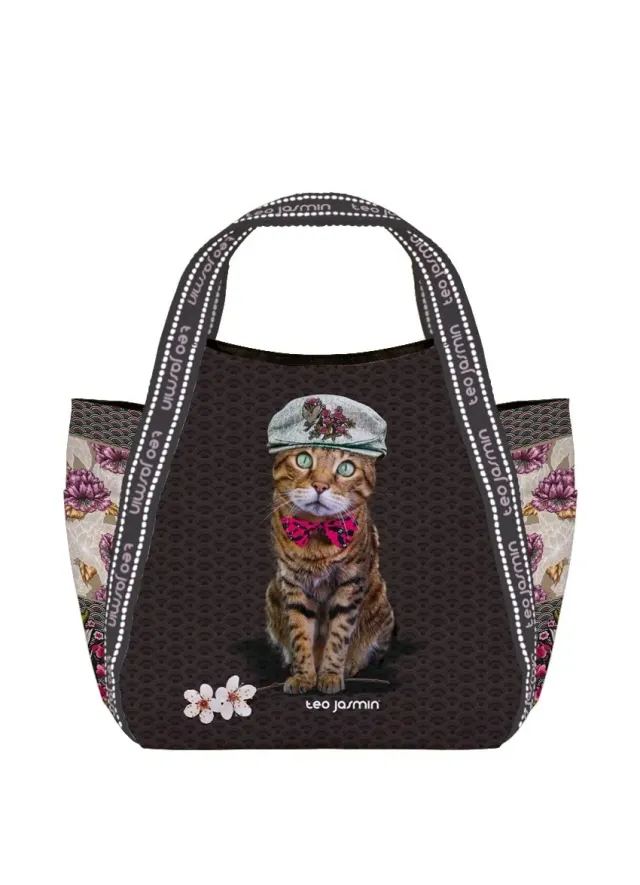 Téo Jasmin Jasmine Shikobu petit cabas chat marron
