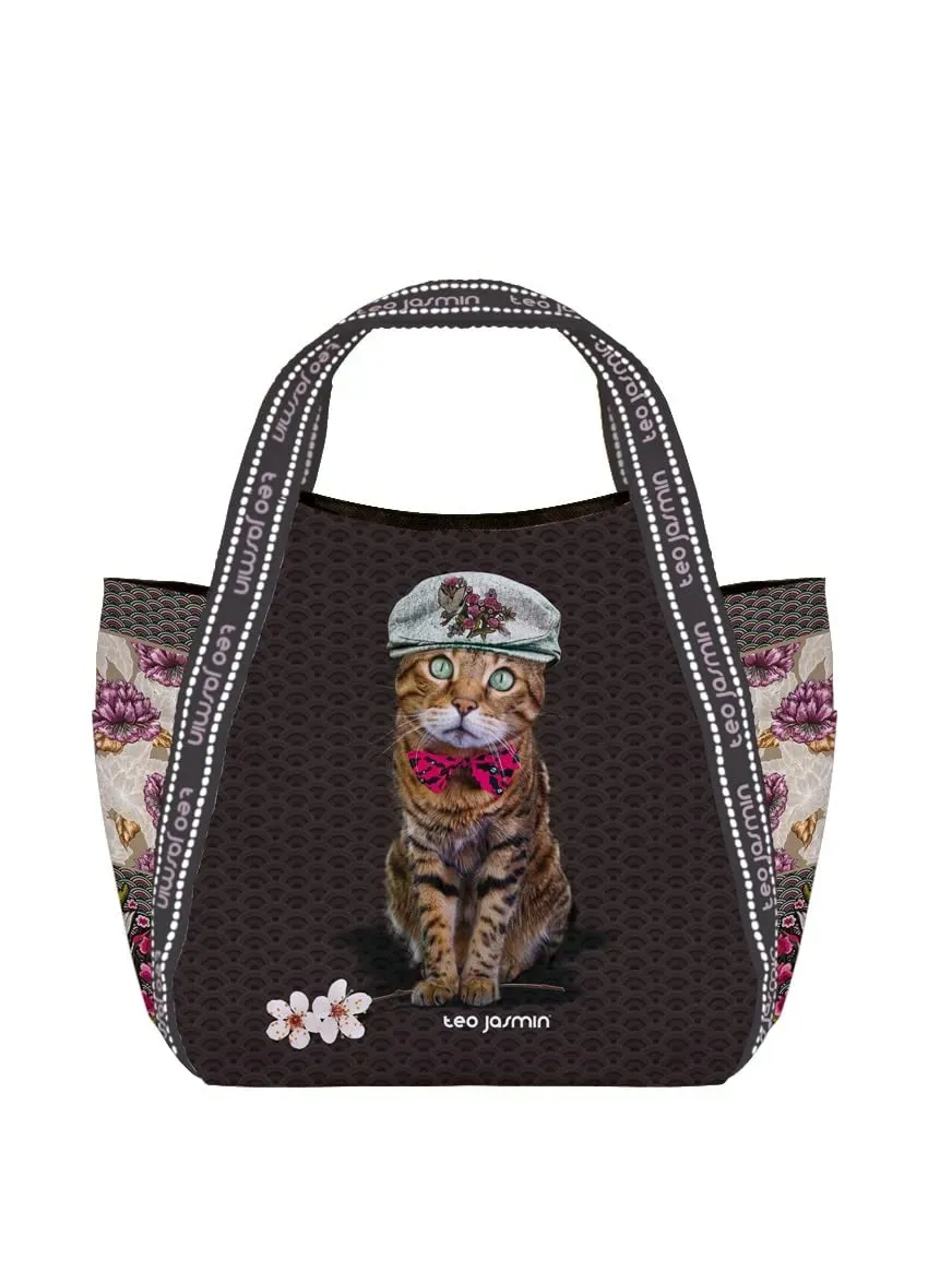 Téo Jasmin Jasmine Shikobu petit cabas chat marron