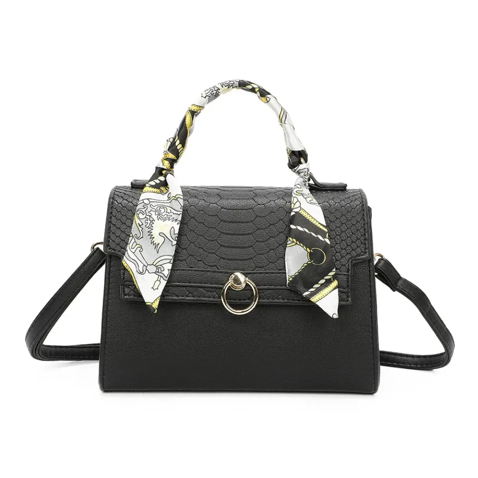 Gallantry Paris Giuliana sac à main noir foulard croco