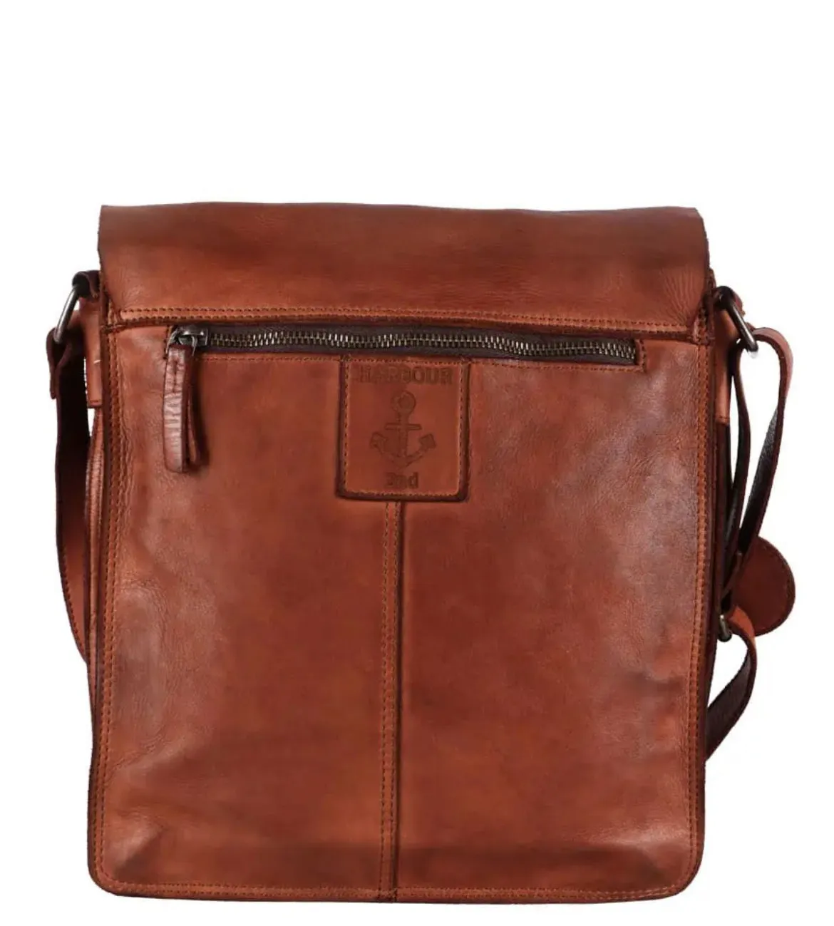 Hexagone Cuir Sacoche Tabac bandoulière cognac