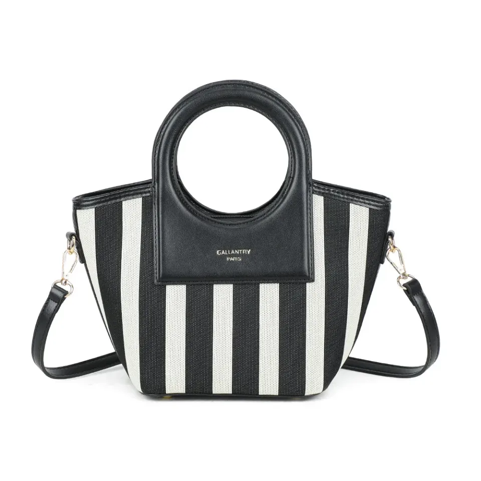 Gallantry Paris Marbella sac main rayé khaki beige
