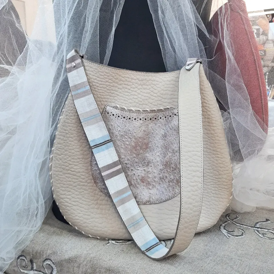 Atelier Anne R Oh Bô fourre-tout cuir ivoire grainé rond