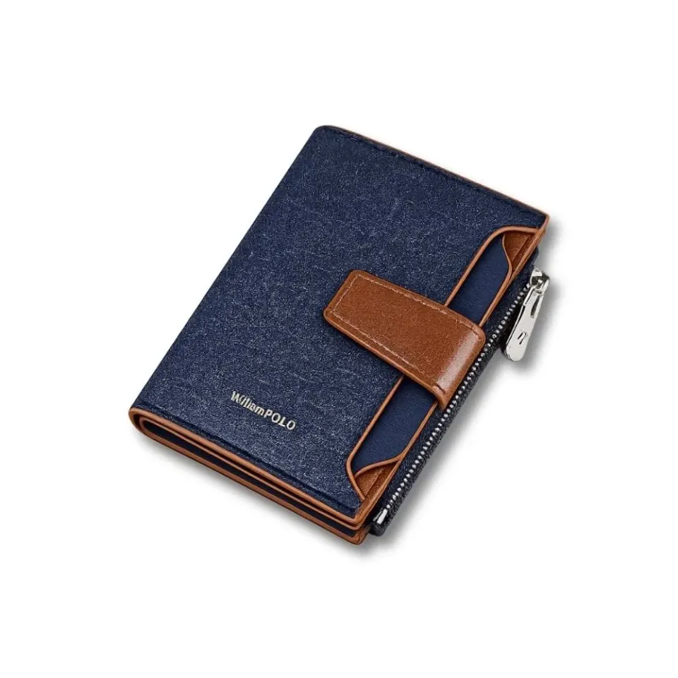 Maison Sacoches Amaya porte-monnaie jean bleu compact