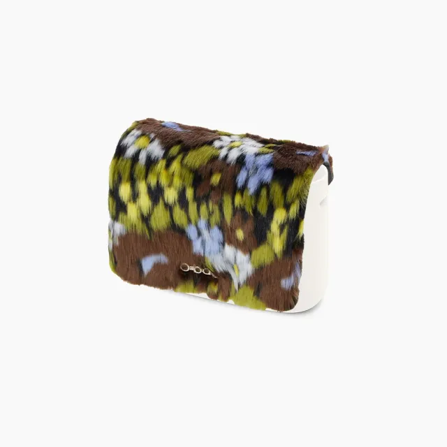 O Bag Pocket rabat fausse fourrure verte