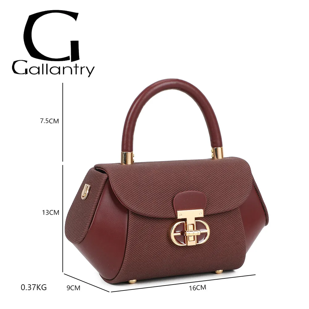 Gallantry Paris Léa mini sac à main bordeaux fermoir doré