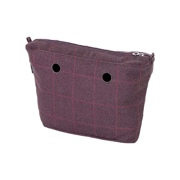 O Bag Mini sac intérieur zip tissu carreaux bordeaux