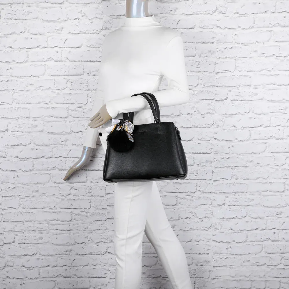 Gallantry Coquette sac à main noir à pompon foulard