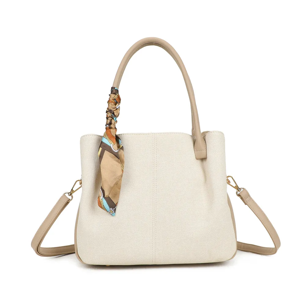 Gallantry Paris Mademoiselle Canvas Sac main toile chevron