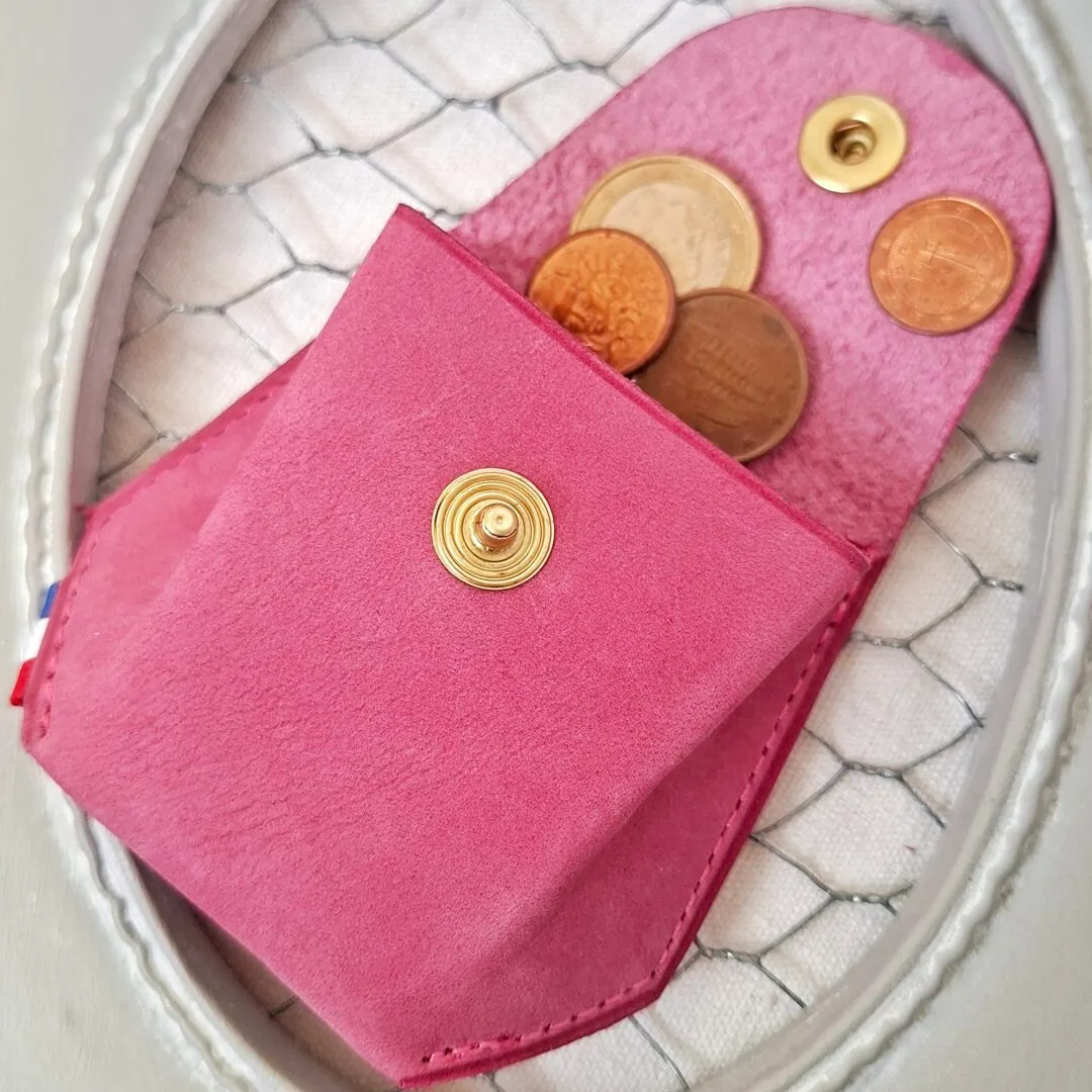 Atelier Anne R hexagonal porte-monnaie cuir rose tannage végétal