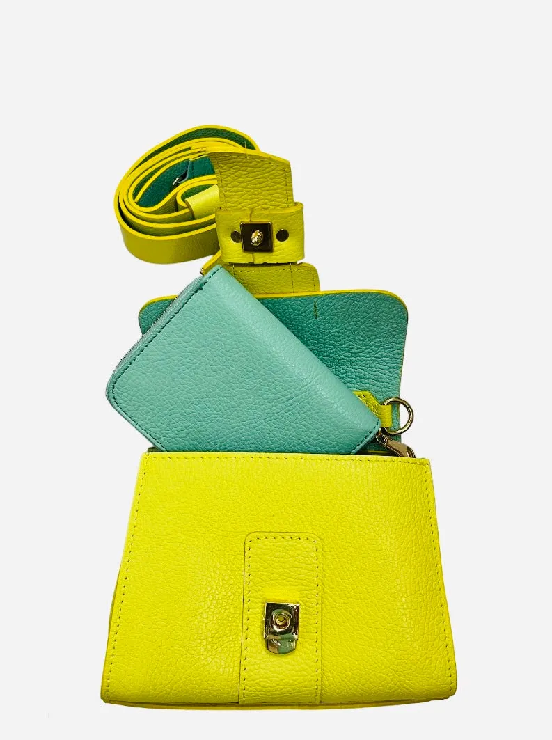 Hexagone Cuir PF Grainé portefeuille cuir Doré zippé
